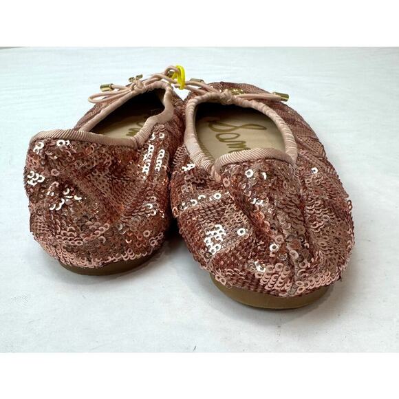Sam Edelman Felicia Ballet Flats Rose Gold Sequins Kids Slip-On Girls Size 3 - Picture 7 of 8